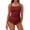 Wine, variant on Women One Piece Swimsuit Tummy Control Square Neck Ruched Full Coverage Modest Swimwear Bathing Suit Push Up With Padded Bust Black M