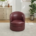 thumbnail image 6 of Noble House Leather Swivel Accent Chair, 360° Spin Mid-Century Modern Lounge Chair for Living Room, Dark Red, 6 of 6