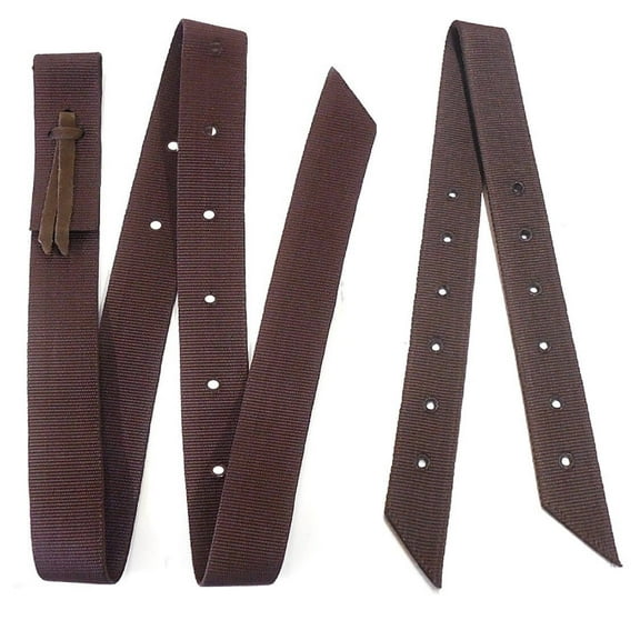 2 Piece Brown Nylon Cinch Strap And Off Billet Saddle Set Double Ply