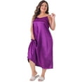 thumbnail image 3 of DARING DIVA Women's Plus Size V Neck Satin Sleeveless Nightgowns 3X Purple, 3 of 6