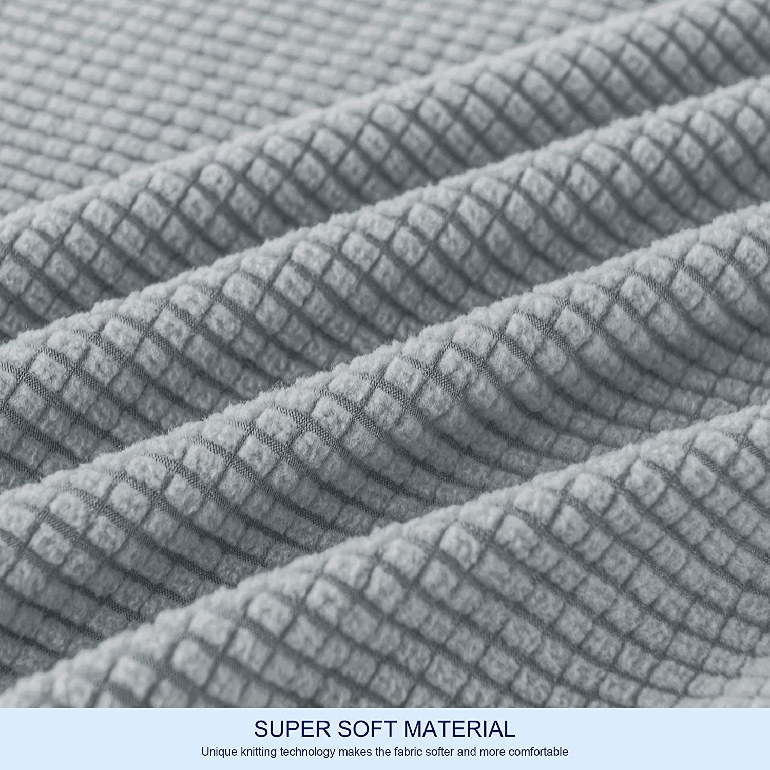 Subrtex Stretch Textured Grid Dining Chair Slipcover (Set of 2, Light Gray)