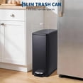 thumbnail image 2 of Slim Trash Can with Lid, 12 Gal (45 L) Stainless Steel Kitchen Garbage Can with Inner Bucket and Step On Foot Pedal, Narrow Metal Trash Bin, Black, 2 of 7
