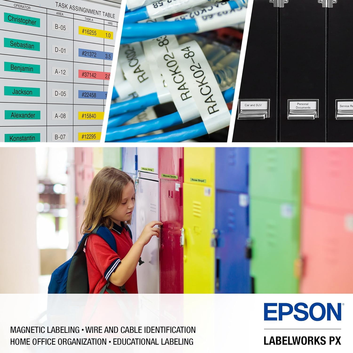 LILIUPENG Epson LW-PX750 Industrial Label Maker Kit - Complete Kit with Accessories, Compatible with Large Variety of Label Tape Types, Portable Handheld Label Printer