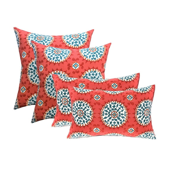 RSH DECOR 17 x 17 Indoor Outdoor Pillows Multicolor, Fade Resistance (Set of 4)