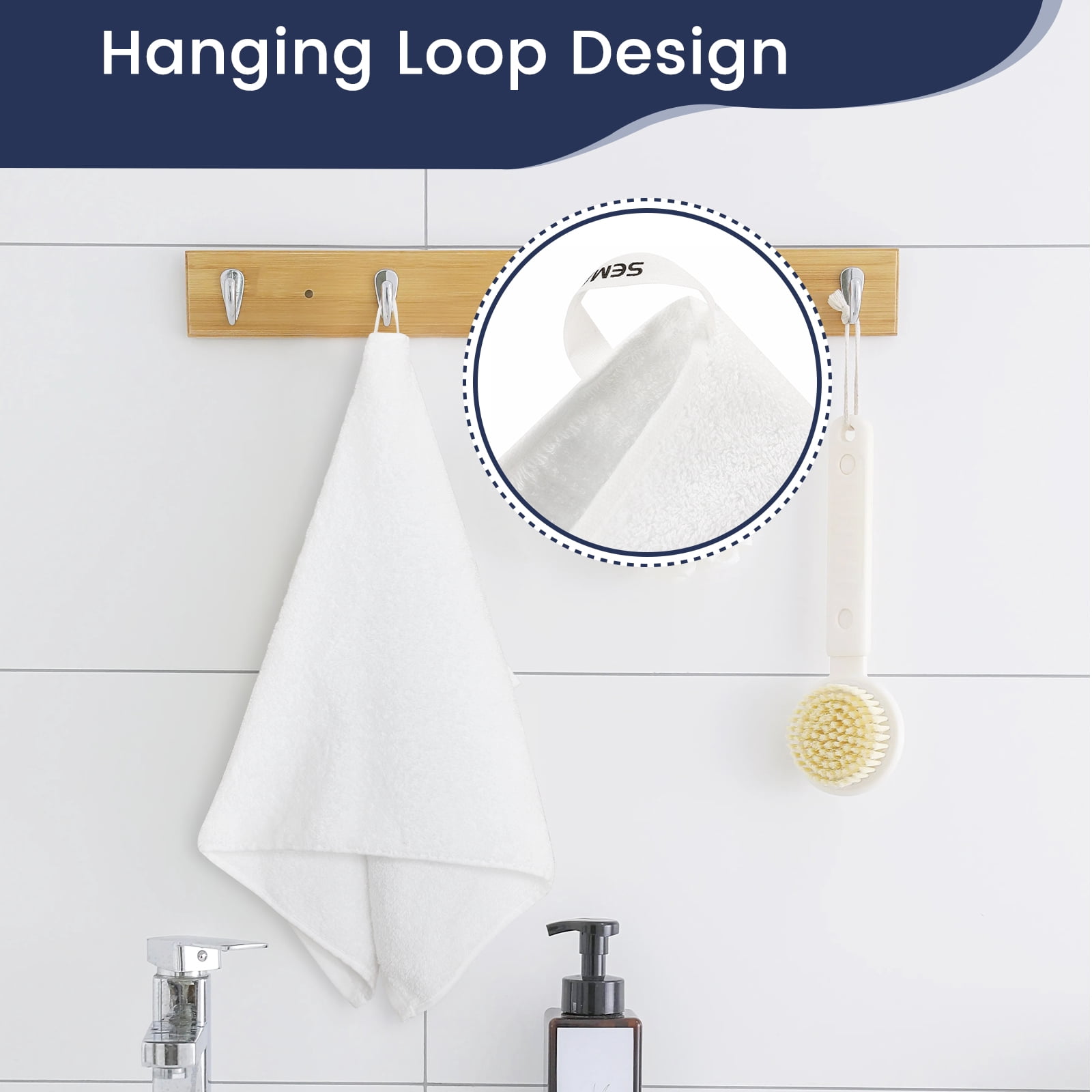 SEMAXE 18-Piece Luxury Cotton Bath Towel Set: 6 Bath Sheets (28x55in) + 6 Hand Towels (16x28in) + 6 Washcloths (13x13in) | Ultra Plush & Quick-Dry | Family Value Pack for Bathroom Essentials, White