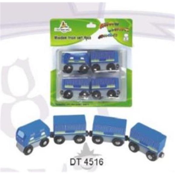 CHH 4 Pieces Blue Wooden Train in Blister Pkg