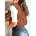 thumbnail image 4 of Women Corduroy Lightweight Sleeveless Padded Coat Zip Up Cropped Puffer Vest, 4 of 5