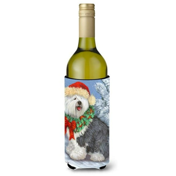 24 oz Old English Sheepdog Christmas Wine Bottle Hugger