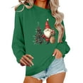 thumbnail image 2 of Women's Casual Crew Neck Christmas Sweatshirt Loose Soft Long Sleeve Pullover Tops Green L, 2 of 6