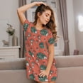 thumbnail image 3 of Easygdp Hedgehog Mushroom Camisón de manga corta para mujer, informal, estampado, 3 of 6
