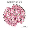 thumbnail image 2 of Placemats Set Of 4 / 6, Cartoon Cute Rabbit Flower Rose Placemats For Dining Table Indoor/Outdoors Heat Resistant Washable Placemats 18" X 12", 2 of 8