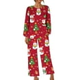 thumbnail image 4 of Tnhcen Winter Women's Comfortable 2-Piece Christmas Snowman Print Pajamas Set Crew Neck Long Sleeves Top Pants Great Lounge Home Nightwear S-2XL, 4 of 6