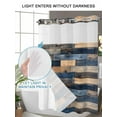 thumbnail image 4 of No Hook Cloth Fabric Shower Curtain with Snap in Liner, Navy Blue Brown Wood Waterproof Shower Curtains Set with See Through Top Window, Farmhouse Vintage Wooden Bath Curtains Shower 72"x72", 4 of 6