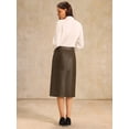 thumbnail image 5 of DARING DIVA Women's Faux Leather High Waist Knee Length Skirts X-Large Brown, 5 of 6