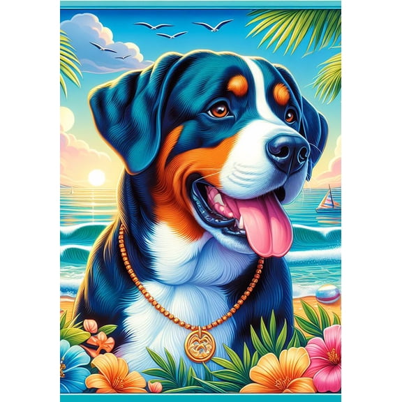 Greater Swiss Mountain Dog - Best of Breed DCR Summer Garden Flag 12" x 17"