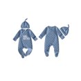 thumbnail image 2 of RUINIXCW Newborn Baby Boy Little Brother Outfit Waffled Knit Romper Letter Embroidered Dot Long Sleeve Infant Spring Fall Winter Clothes Bodysuit Jumpsuit Hat, 2 of 9