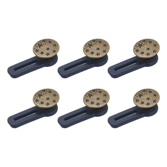 Button Extenders, 6pack - Alloy & Silicone Button Extenders for Jean(Dark Copper,1.38")