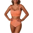 thumbnail image 2 of HOMBOM Swimsuit for Women Bikini Swimwear Striped Two Piece Vacation Orange High Waisted Young Womans Bathing Suit, 2 of 6