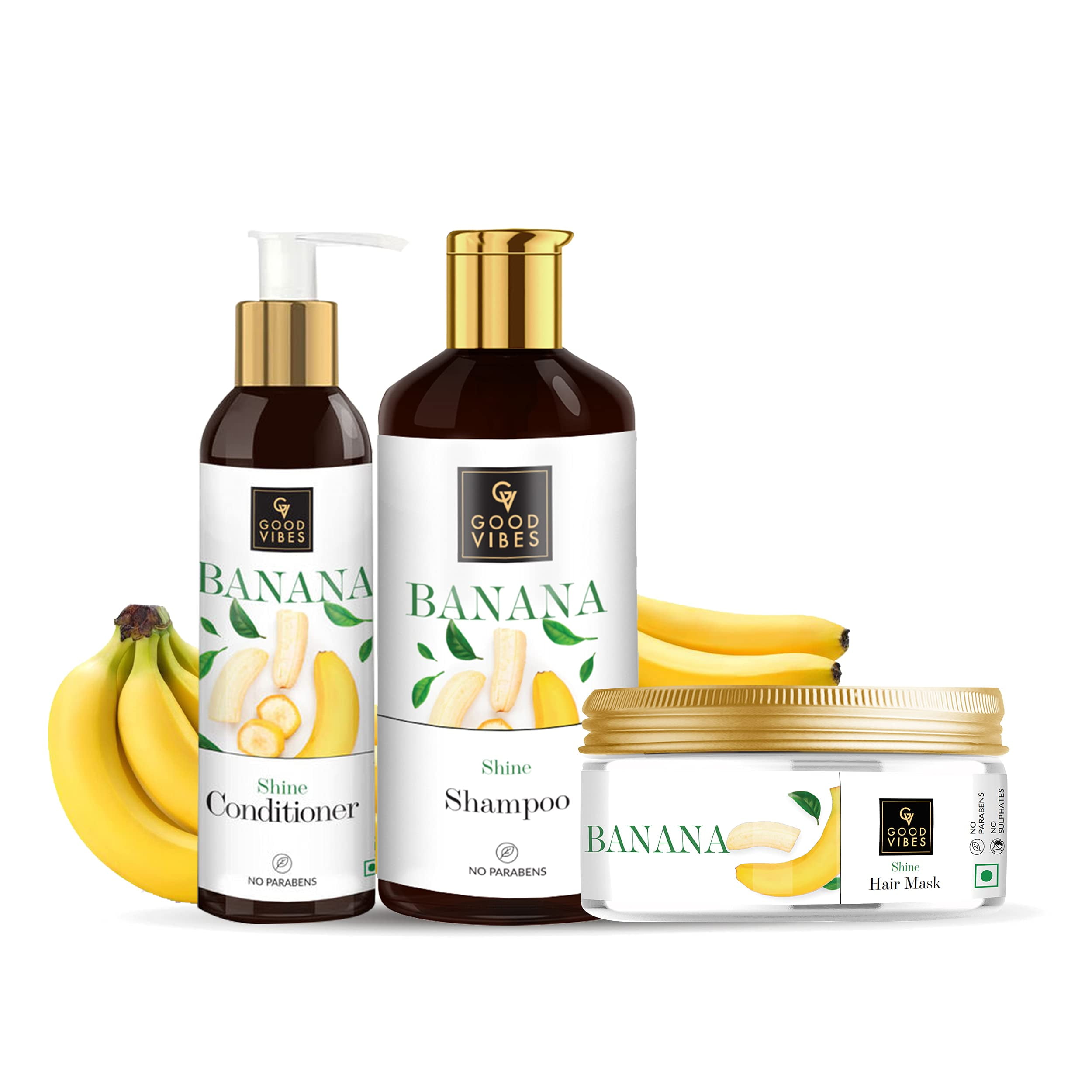 Good Vibes Banana Haircare (Shampoo 300ml + Conditioner 200ml + Hair Mask  200g) 
