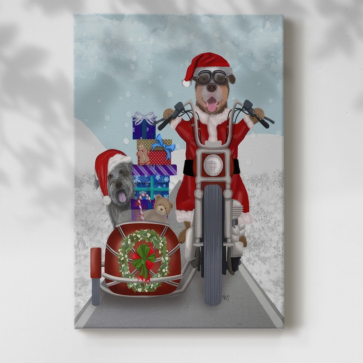 Christmas Mutts Christmas Chopper- Gallery Wrapped Canvas