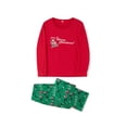 thumbnail image 4 of Family Matching Christmas Pajamas, Santa Claus Letter Print Long Sleeve Round Neck T-Shirt + Elk Print Pants, Dog Costume, 4 of 10