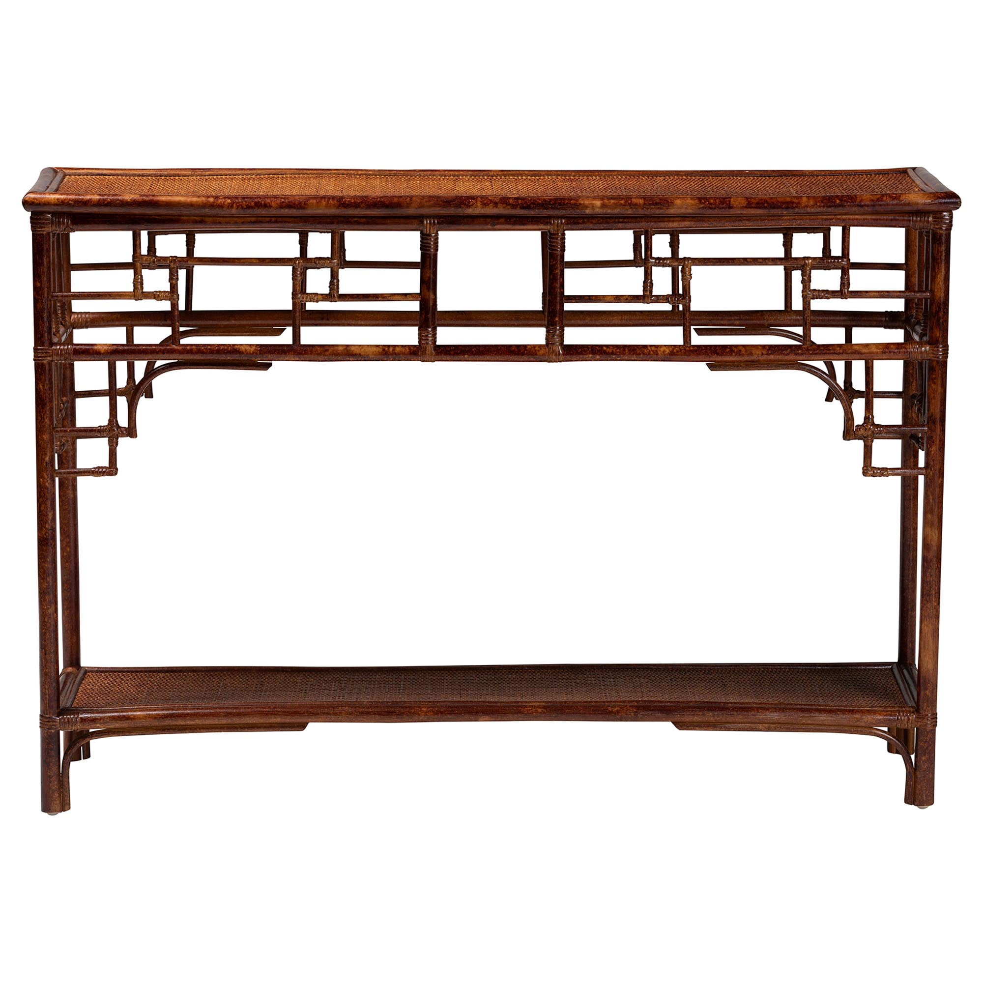 bali & pari Sebalio Boho Console Table, 49"W, Marbled Tortoise Brown