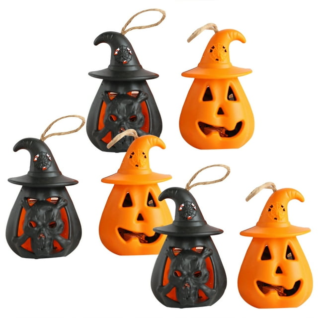 6PCS Halloween Lantern Hanging LED Pumpkin Light Pumpkin Lamp for Bar Pub Home
