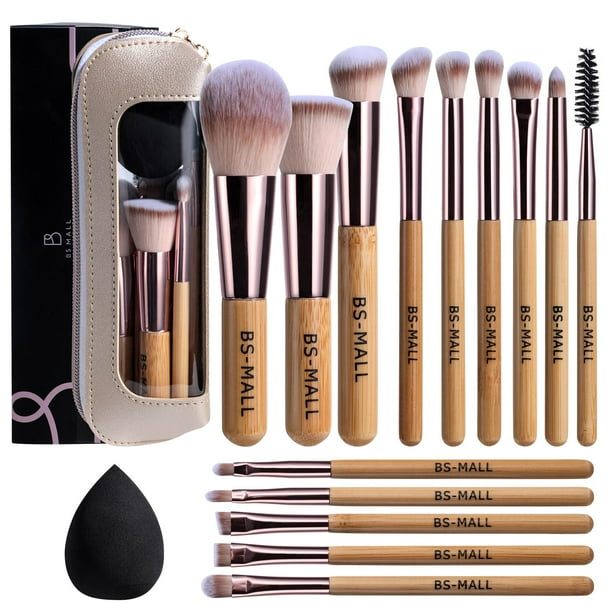 Set de brochas de maquillaje BS-MALL 14 piezas con esponja y estuche