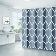thumbnail image 2 of Aegean Blue Geometric Shower Curtain, Waterproof Design and Polyester, Quick-Drying, Weighted Hem, Blue Fabric Shower Curtains Set for Bathroom W 72 x H 72, Durable and Washable with 12 Hooks, 2 of 6