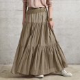 thumbnail image 2 of vigerkar Womens Maxi Skirt Drawstring High Waisted Summer Long Skirts Lightweight Tiered Flowy Floral Pleated Skirts With Pockets Brown, XXL, 2 of 4