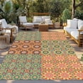 thumbnail image 2 of Abstract Floral Outdoor Rug for Patio/Deck/Porch, Non-Slip Large Area Rug 5 x 7 Ft, Vintage Ethnic Tribe Abstract Art Indoor Outdoor Rugs Washable Area Rugs, Reversible Camping Rug Carpet Runner, 2 of 8
