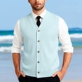 thumbnail image 2 of Mens V Neck Knitted Sweater Vest Sleeveless Button Down Cardigan Classic Business Casual Gilet Spring Fall Sky Blue M, 2 of 10