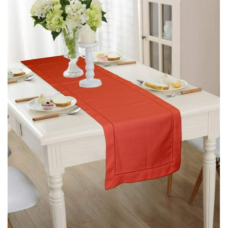 

Lushomes Handmade Hemstitch Cotton Table Runner Red -13 x 72 Inches- Natural Decorative Fabric Machine Washable for Party | Dinner | Holidays | Kitchen | Spring/Summer