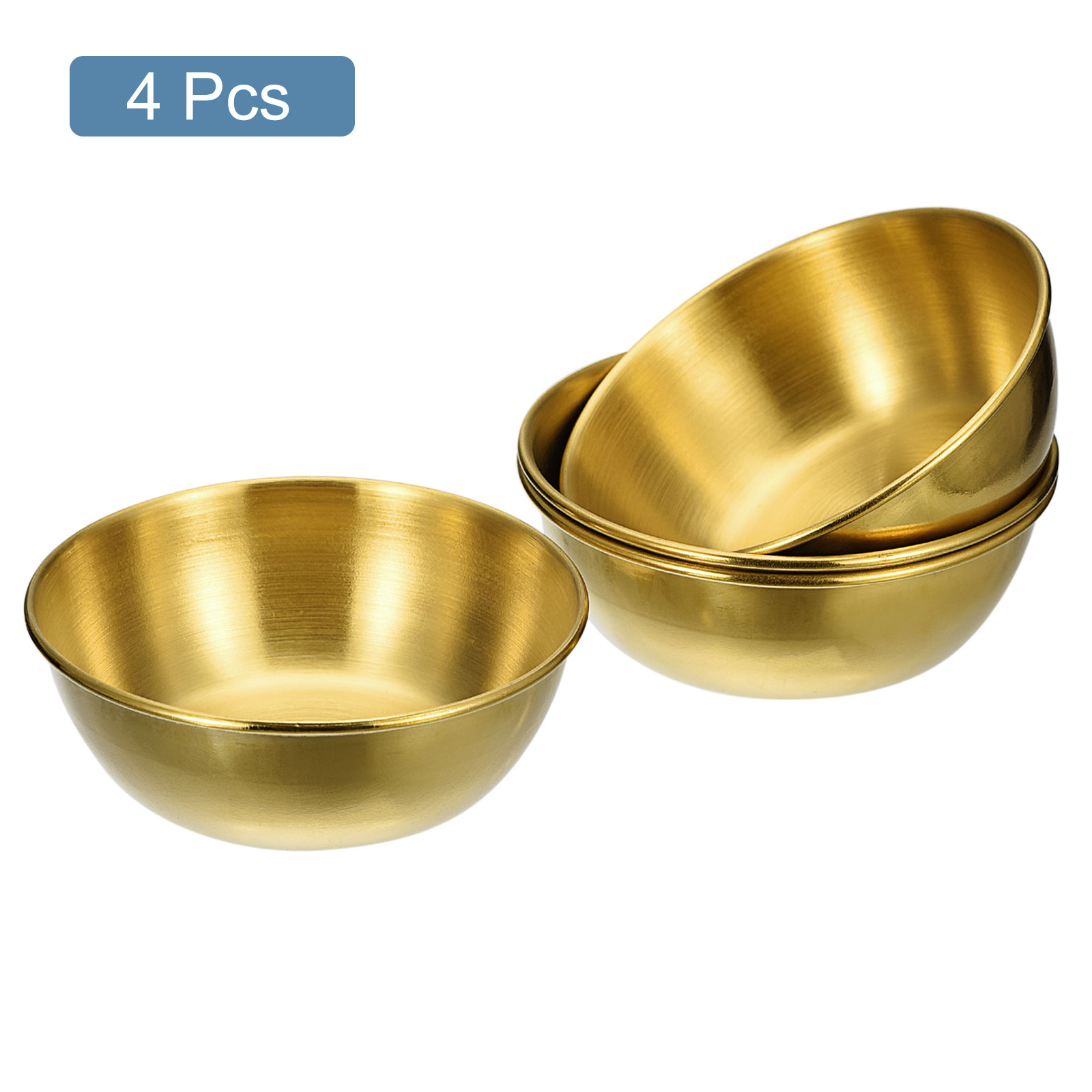 Unique Bargains Stainless Steel Dishes Metal Bowls 3.23" x 1.06" Gold