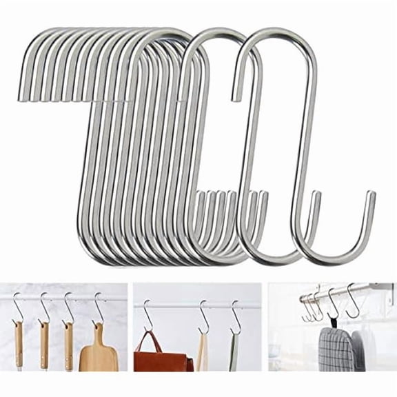 40 Pack S Hooks - Stainless Steel Heavy Duty S Hooks for Hanging pots, Pans, Plants, Coffee Mugs, Towels in Kitchen and Bathroom, Coat, Bag, Work Shop, Perfect Rack Hooks