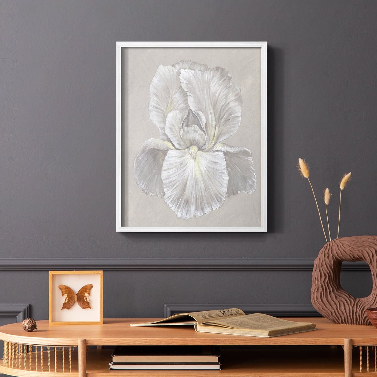 White Iris I Framed Print in White Solid Wood 11 x 14 Framed Print