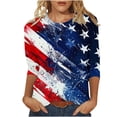 thumbnail image 2 of Odbmxy Womens T Shirt Summer Independence Day 3/4 Sleeve Plus Size Womens Tops Festivals Casual Striped Workout Loose Tops, 2 of 5