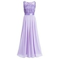 thumbnail image 4 of CHICTRY Womens Floral Lace Bodice Chiffon Long Bridesmaid Dress Sleeveless Wedding Party Prom Formal Evening Gowns Lavender 12, 4 of 5