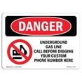 thumbnail image 1 of SignMission OS-DS-A-1218-L-1740 12 x 18 in. OSHA Danger Sign - Underground Gas Line Call Custom Before, 1 of 1