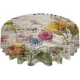 thumbnail image 2 of Spring Floral Round Tablecloth 60 Inch - Waterproof Fabric Table Cloth Protector, Vintage Summer Flowers Botanical Colorful Tablecloths Washable Table Cover for Kitchen Banquet Coffee Table, 2 of 6