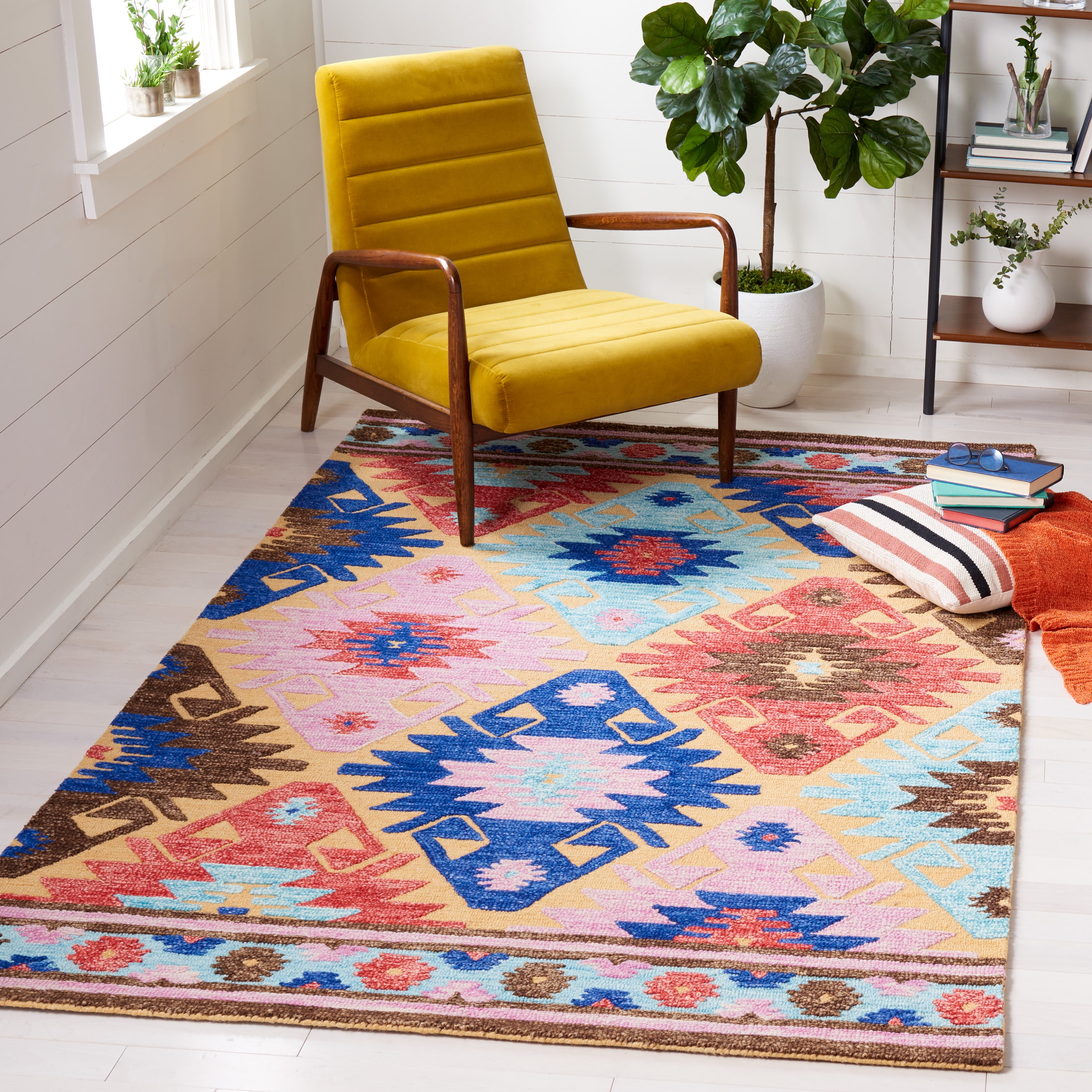 Safavieh  Handmade Aspen Gulnar Boho Tribal Wool Rug 3'  x  5' 3' x 5' Indoor,Handmade Living Room,Bedroom,Dining Room Rectangle