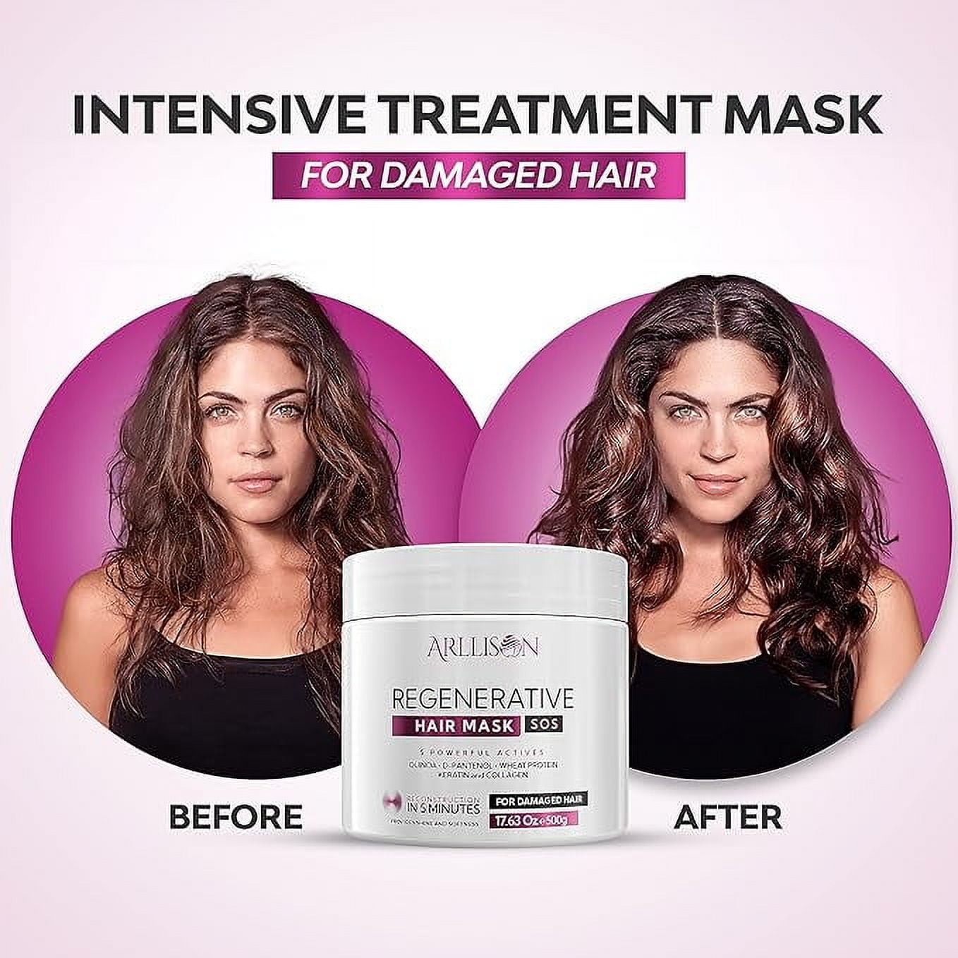 Grehge In Molecular Repair Hair Mask for Damaged Hair- Luxurious Deep Conditioner Treatment for Dry, Damaged Hairs - Promotes Growth, Shine, and Softness - Hair Care Solution (8 OZ)
