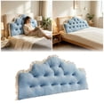 thumbnail image 2 of Ruffled Headboard Backrest Pillow, Reading Support Bolster，Wave Shape Bed Wedge Cushion For Bedroom, Dorm, Sofa,Blue - 120 Cm, 2 of 9