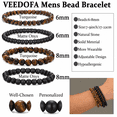 thumbnail image 3 of VEEDOFA 4 Pcs Mens Beaded Bracelet Set,Natural Stone Tiger Eye Black Bead Stretch Bracelets, 3 of 8