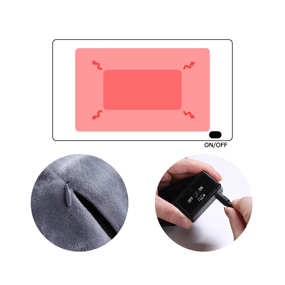 39x27inch Cordless USB Heated Blanket Shawl with Buttons Soft Sherpa Berber Fleece Portable Battery Powered Electric Blanket Heated Throw Wearable Portable Heating Warming Blanket for Car Office