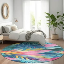 Addison Rugs Chantille Indoor/Outdoor Transitional Floral Sky Washable Round Rug, 8' x 8'