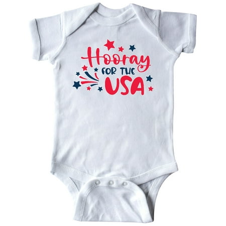 

Inktastic 4th of July Hooray for the USA with Red and Blue Stars Gift Baby Boy or Baby Girl Bodysuit