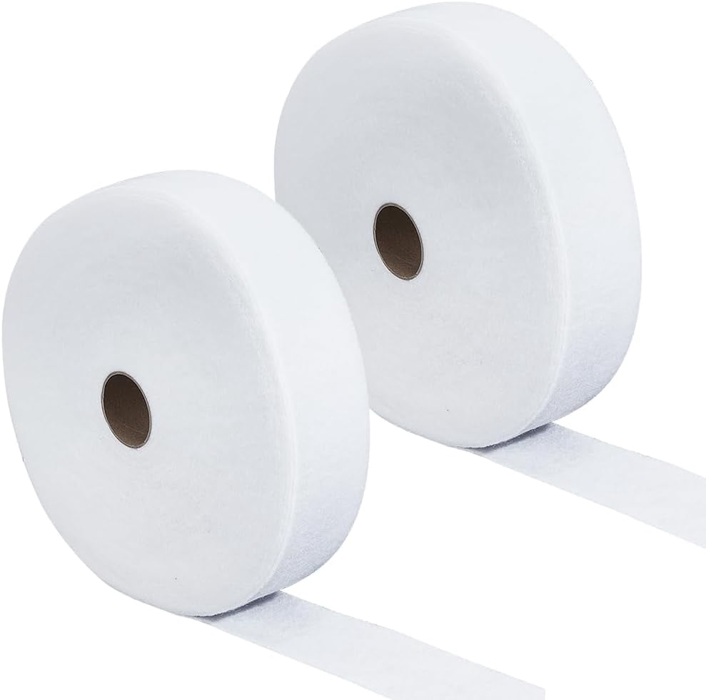 2 Rolls Jellyroll Strips Fabric Jelly Roll Batting Strip 2.5 Inch x 36 Yard White Cloth Upholstery Punched Cotton Blend Quilt Rug Strips for Throw Quilts Needle DIY Sewing Crafts White