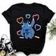 thumbnail image 3 of Camiseta Kawaii stitch para mujer, Tops de verano, camisetas con estampado de corazón de dibujos animados, camiseta de Anime, ropa para mujer, 3 of 4