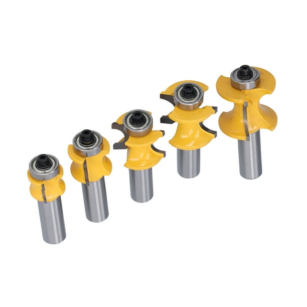 QIILU 5Pcs 1 2in Shank Router Bit Half Round Bullnose Wood Milling Cutter For CNC Engraving Machine 1 2in Shank Router Bit Half Round Router Bit